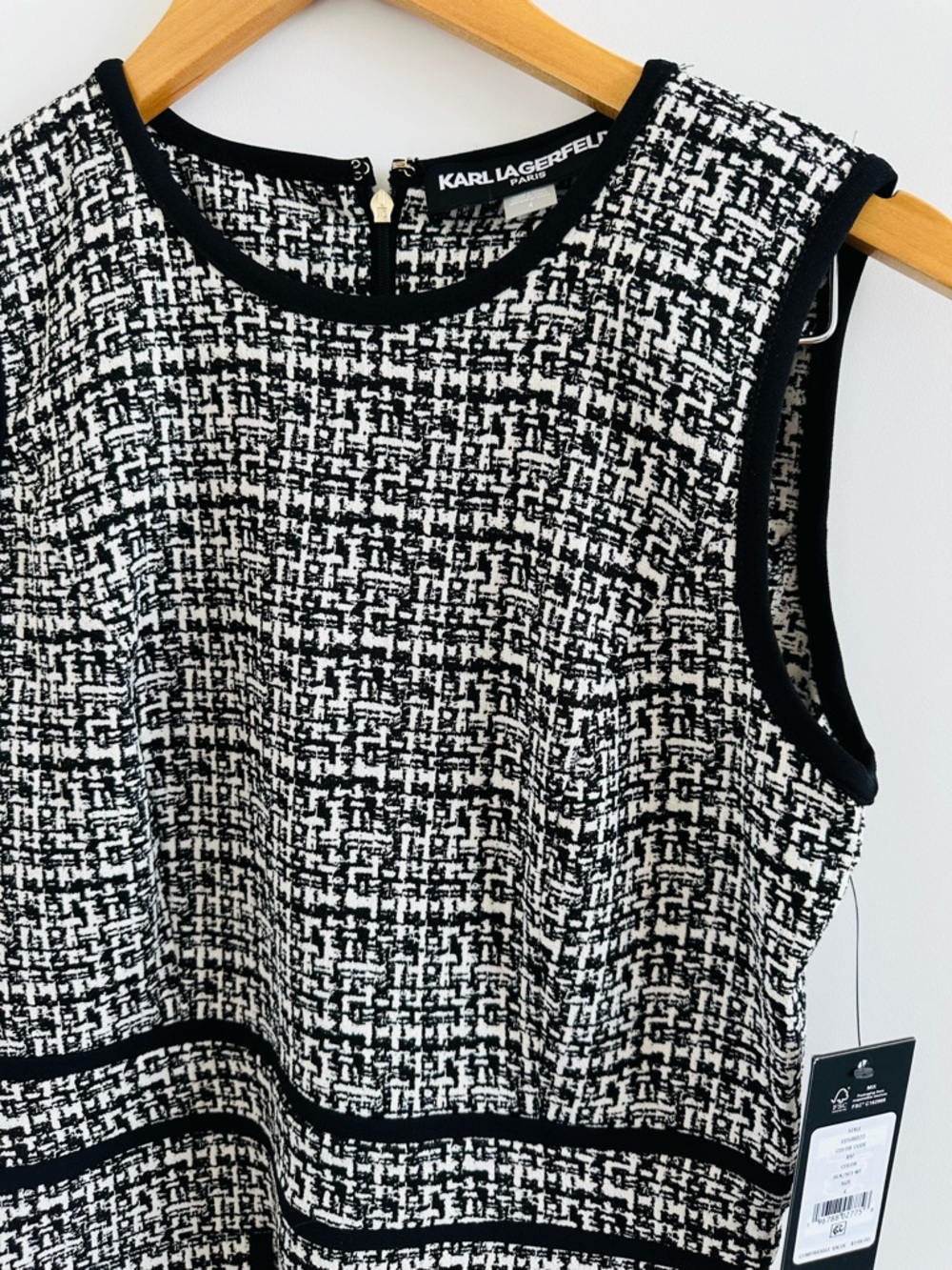 Karl Lagerfeld Black & White Tweed Mini Dress - Picture 6 of 9
